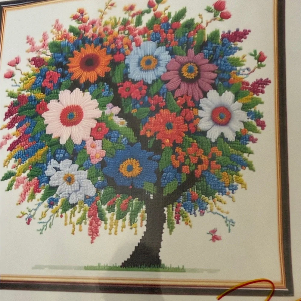 Redxing Stamped Cross Stitch Embroidery Kit Colorful Tree 17.7x17.7